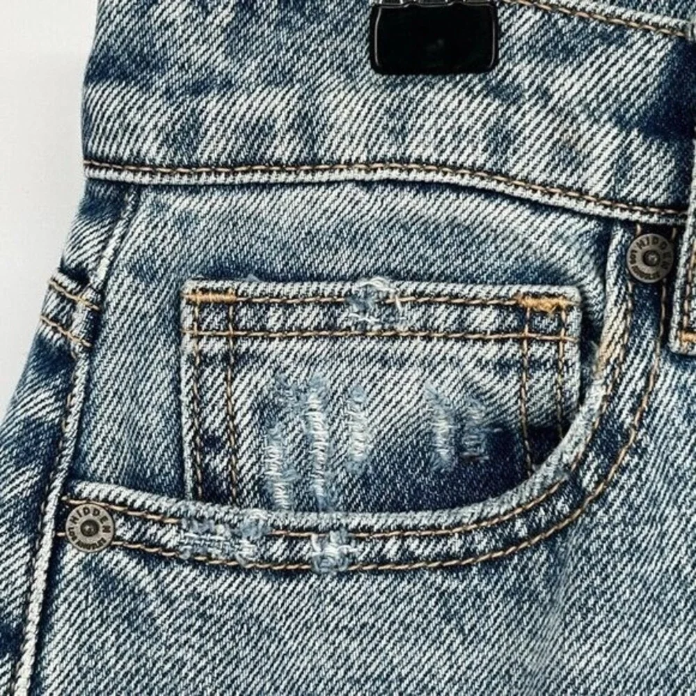 HIDDEN Los Angeles High Rise Distressed‎ Straight Leg Jeans Light Wash 27